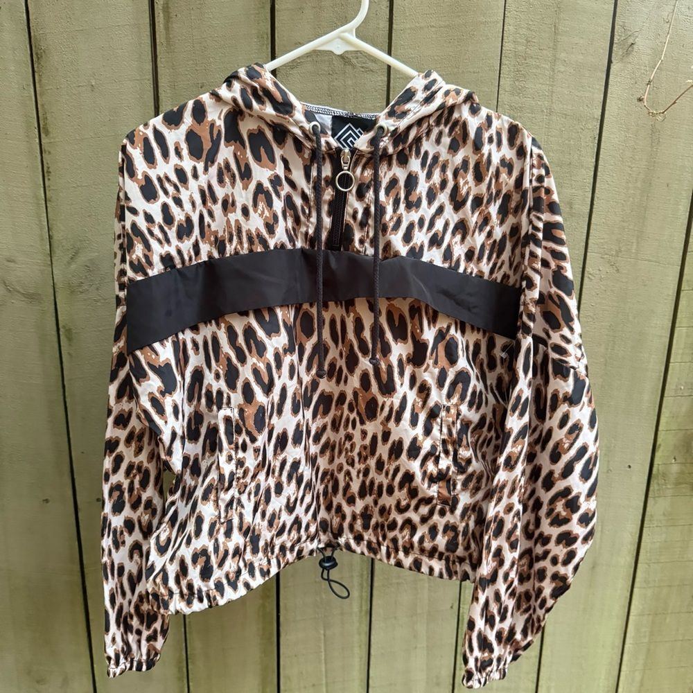 Zelos Leopard Print Windbreaker Travel Jacket S